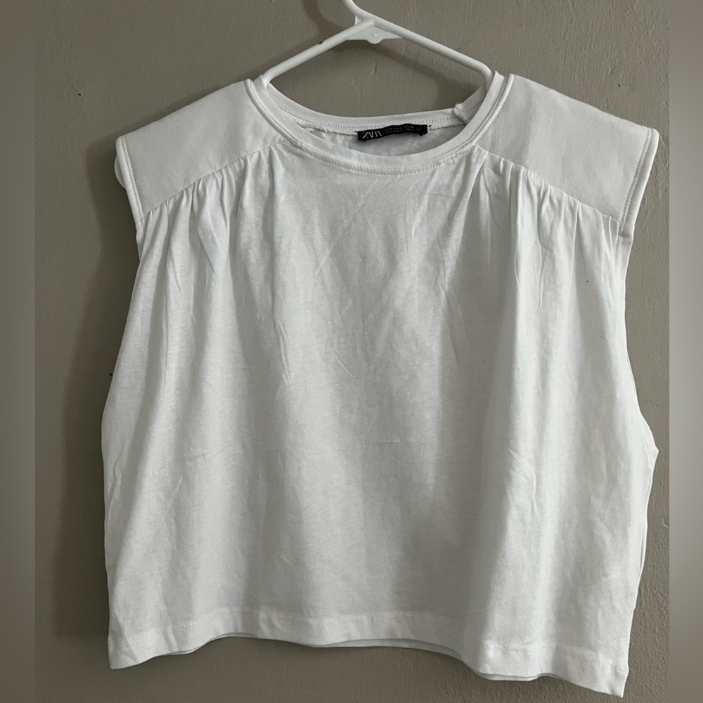 Zara padded shoulder crop